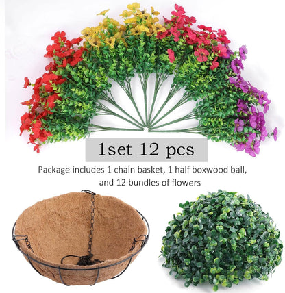 Simulated Hanging Flower Basket No Watering. No Wilting. Just Perfect Blooms