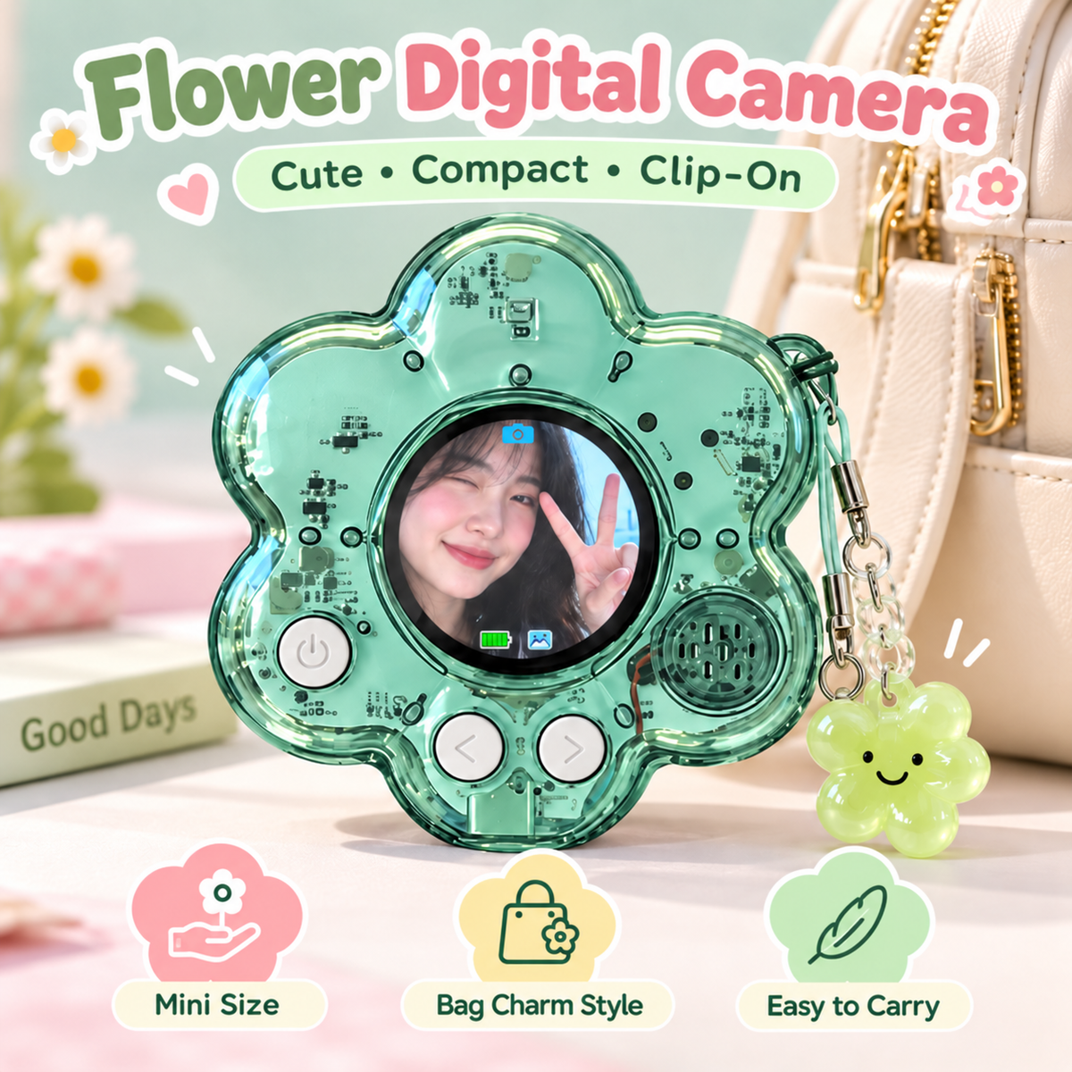 Flower Mini Digital Camera | Photo + Video Bag Charm Camera