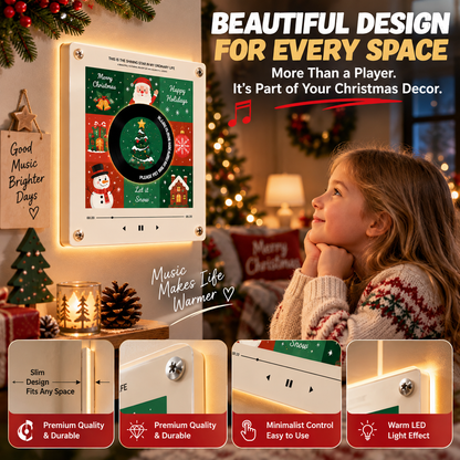 Christmas NFC Music Player Turn Your Fridge Into a Holiday Jukebox. with 9 Vinyl Style Discs and USB C