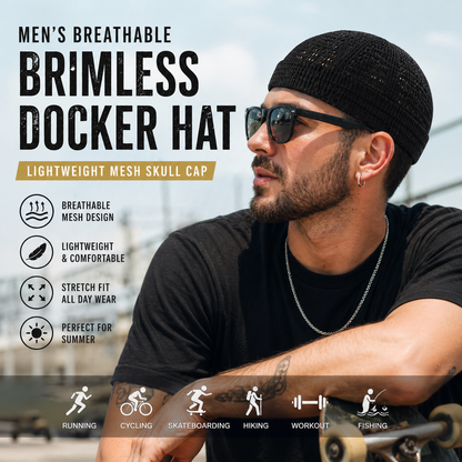 Men s Breathable Brimless Docker Hat Lightweight Mesh Skull Cap for Summer Outdoor Wear