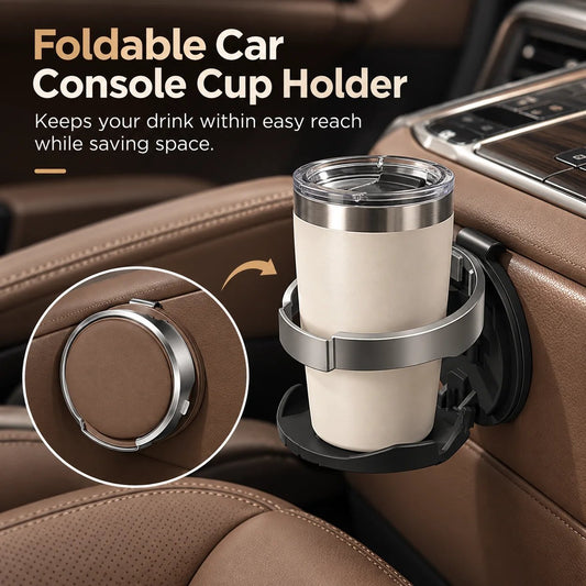 Foldable Car Cup Holder with Hook for Space-Saving Storage