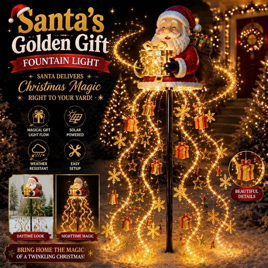 Santa s Golden Gift Fountain Light