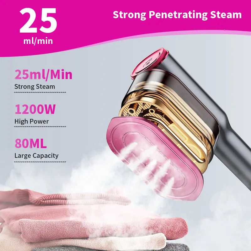 Portable garment steamer iron with swivel handle