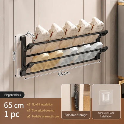 Foldable Wall Mounted Shoe Rack Space Saving Hanging Slipper Holder for Entryway Bathroom RV