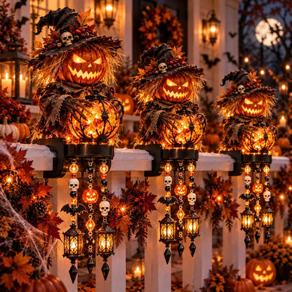 Halloween Character Glow Cascade Railing Lights Pumpkin, Witch, Ghost & Black Cat