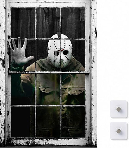 [Scare Neighbors] 3D Halloween Window Poster: Realistic Horror Scene