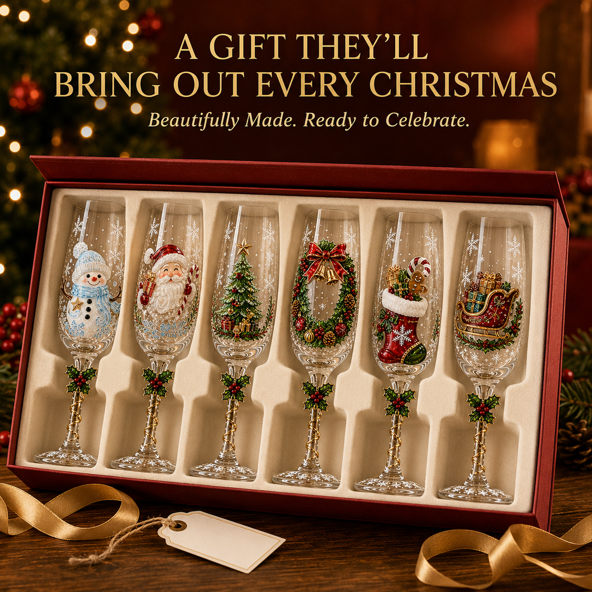 Christmas Magic Champagne Glass Collection