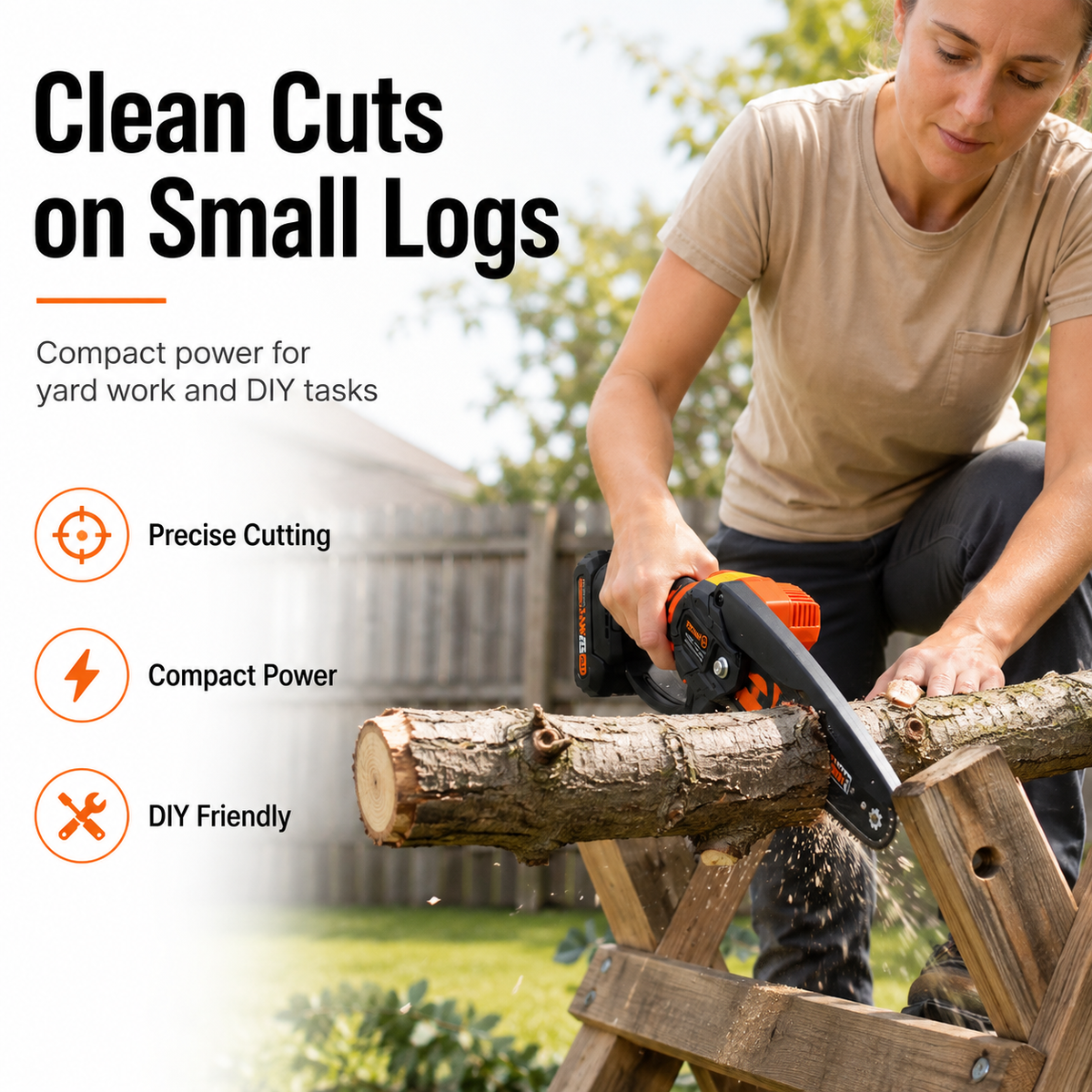 Cordless Mini Chainsaw One-Hand Electric Pruning Saw for Branches & Yard Work
