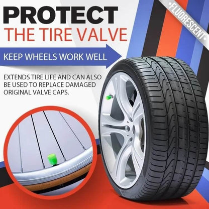 Glow-in-the-Dark Car Tire Valve Cap Set - Durable, Easy-to-Install, No-Tool-Required Accessories for Safe Night Driving