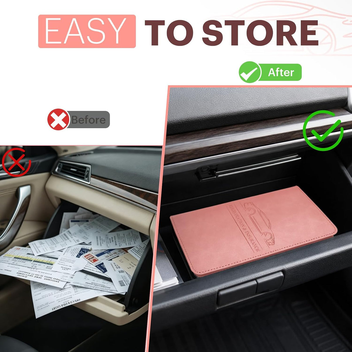 Premium Suede-Feel Vehicle Document Organizer | Magnetic Closure Wallet
