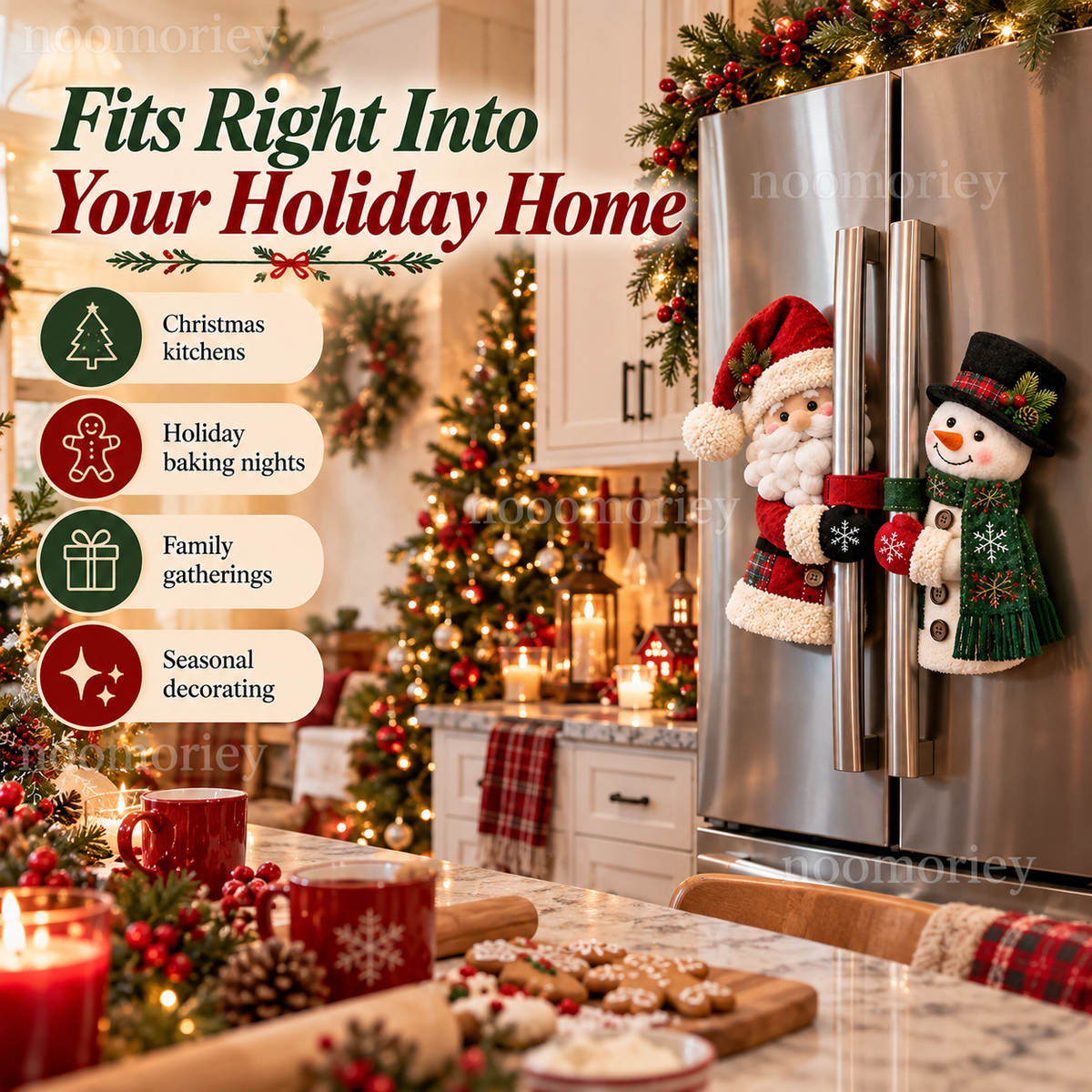 Santa & Snowman Christmas Handle Decor Set