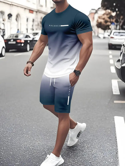 Best Gift For Father's Day Men's Gradient Fitness 2-Piece Set