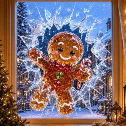 19.7'' Crystal Christmas Break-In Window Decal Shattered-Glass Holiday Window Decoration