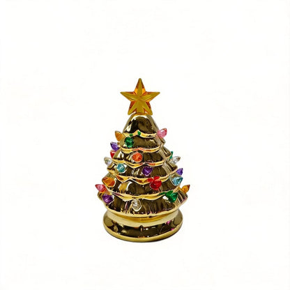 Mini 4.5-inch retro LED ceramic Christmas tree (lighted) suitable for holiday decor or as a gift