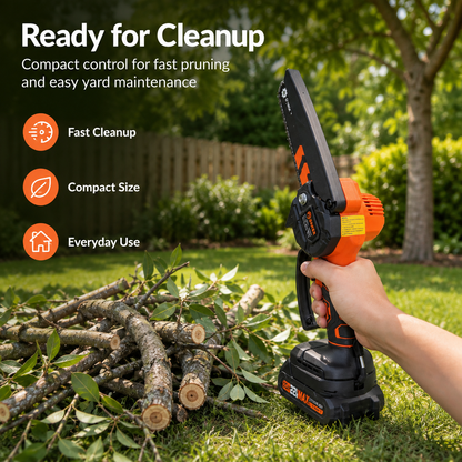 Cordless Mini Chainsaw One-Hand Electric Pruning Saw for Branches & Yard Work