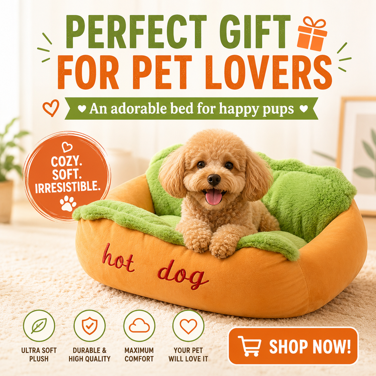 Dog Dog Bed Cute Plush Pet Sofa for Small Dogs & Cats