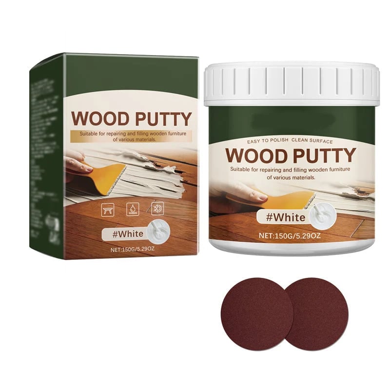 Wood Repair Filler Putty Fills Cracks & Chips, Smooths Surfaces, Blends with Dark Wood