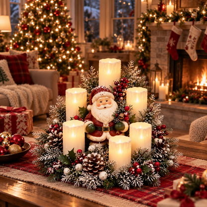 Christmas Reindeer Candle Centerpiece Peace, Joy & Love Holiday Table Decor