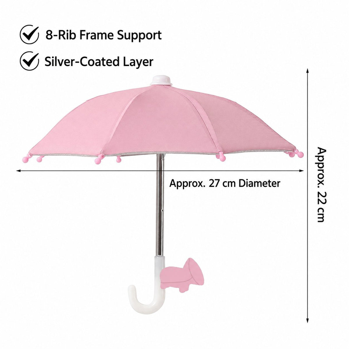 Mini Sun/Rain Umbrella for Motorcycle & Bicycle Phone MountShade Your Screen. Save Your Battery