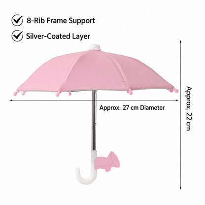 Mini Sun/Rain Umbrella for Motorcycle & Bicycle Phone MountShade Your Screen. Save Your Battery