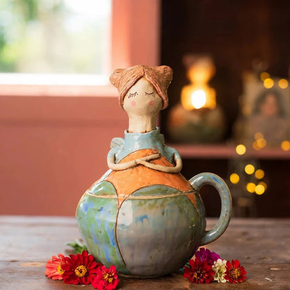 Handcrafted Fairies Storage Jar/Mug | 8 Whimsical Styles with Removable Fairy Lid for Tea, Treats & Tiny Keepsakes