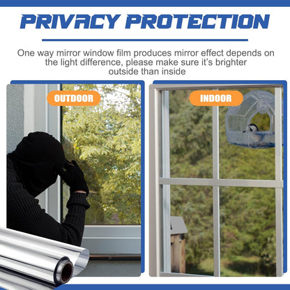 One-Way Privacy Window Film Daytime Mirror Effect, Heat Blocking & UV Protection