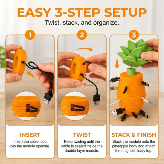 Pineapple Cable Organizer Stackable Cord Winder for Desk