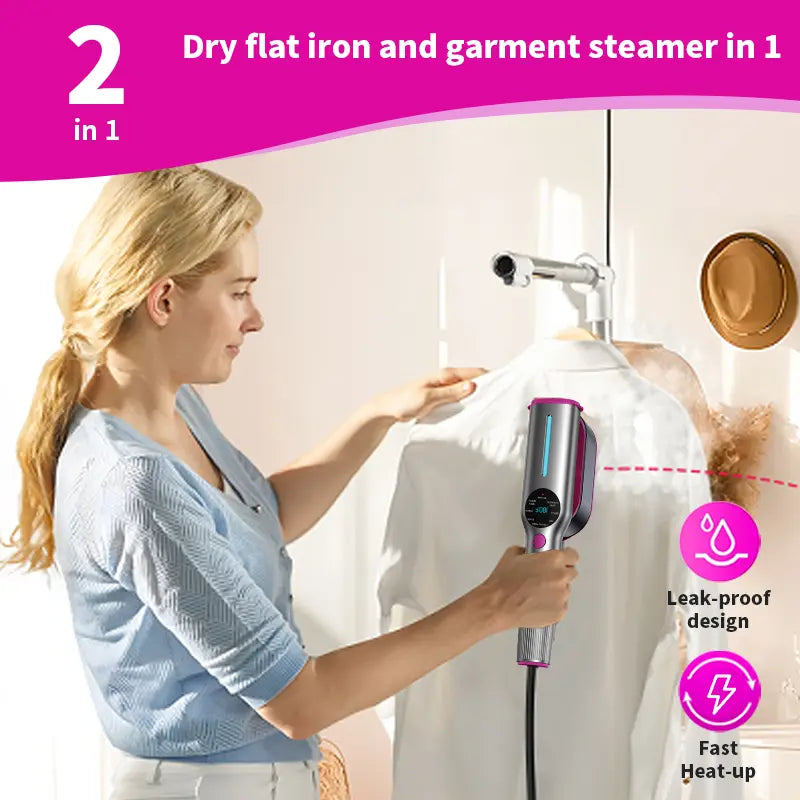Portable garment steamer iron with swivel handle