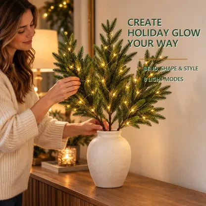 Lighted Norfolk Pine Branches DIY Holiday Greenery Set