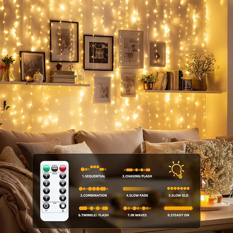 Remote-Control Led Curtain Light-9.8*9.8 FT