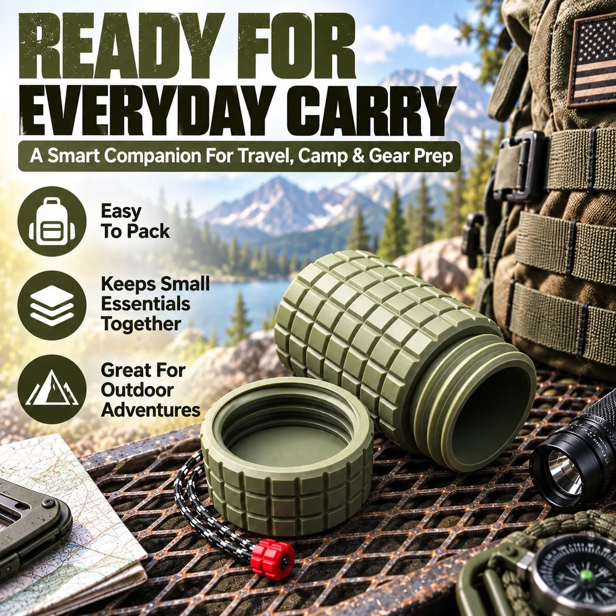 Tactical Travel Container Compact EDC Storage Capsule