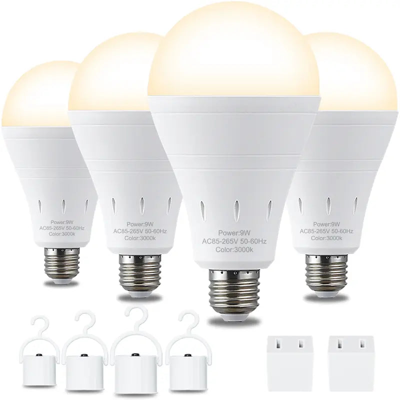 Rechargeable Emergency Light Bulbs Battery Powered LED Light Bulb 6400K Daylight E26 120 Volt 9W 60W Equivalent with