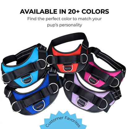 No-Pull Dog Harness 3-Point Leash Control. Reflective & Adjustable