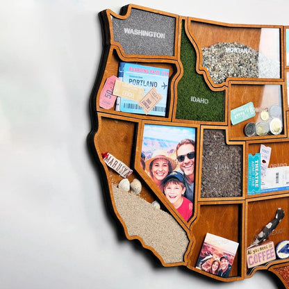 Personalized USA Travel Memory Map Collect & Display Your Travel Keepsakes