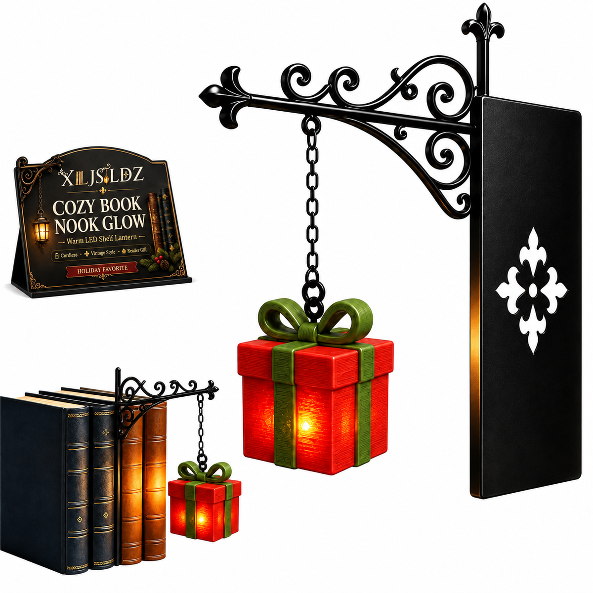 Hanging Style Xmas Shelf Lamp, Santa / Reindeer / Snowman For Cozy Reading Nook Holiday Styling