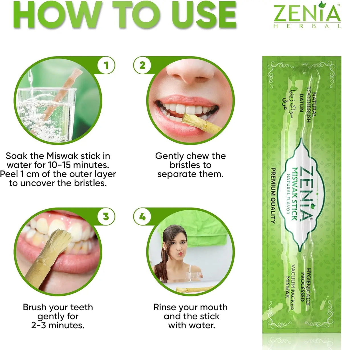 Huge Savings Thin Zenia Sewak Miswak Natural Toothbrush Sticks, All Natural Oral Cleaning Care Sticks