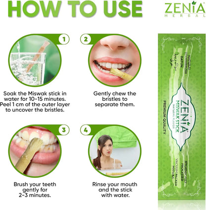 Huge Savings Thin Zenia Sewak Miswak Natural Toothbrush Sticks, All Natural Oral Cleaning Care Sticks