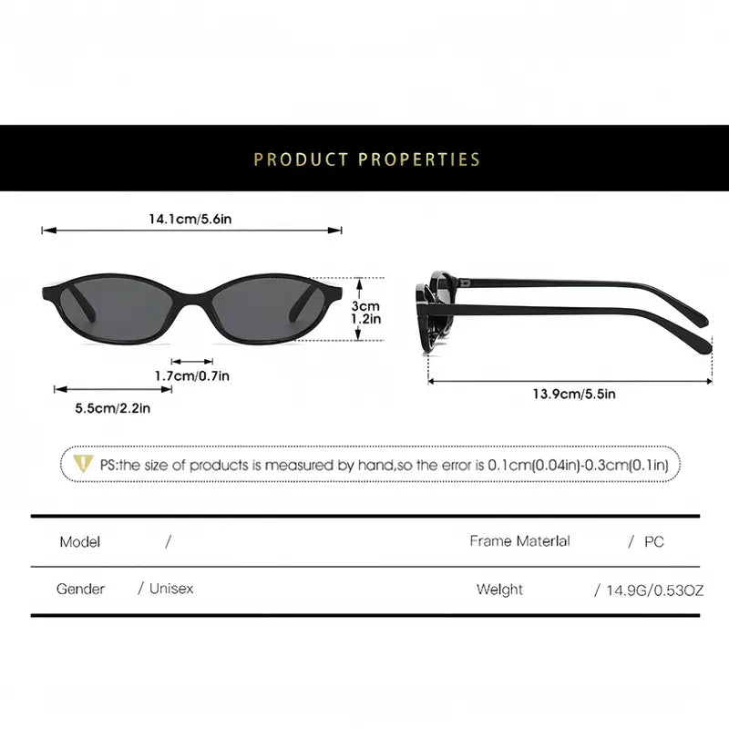 3 PCS Retro Oval Sunglasses for Women Chic Cat Eye 90s Sunnies