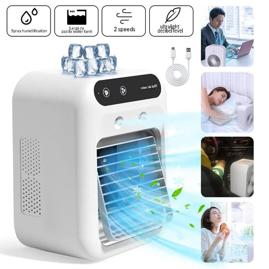 FathersDayGift 2026 Portable Air Cooler,3-in-1 Cooling Fan with 2 Mist Speeds Personal Evaporative Cooler for Bedroom