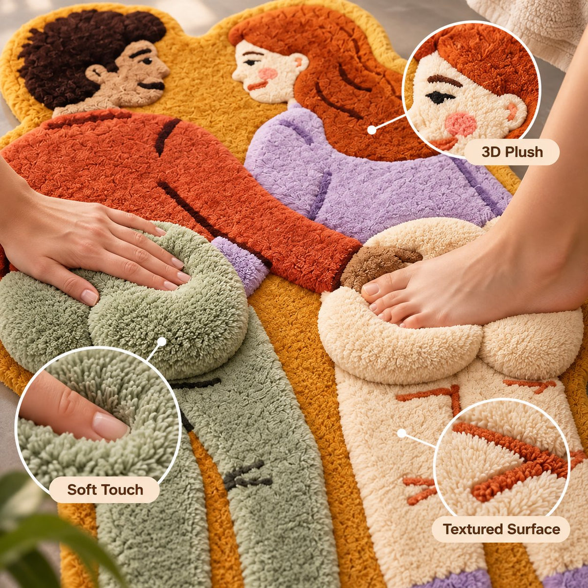 Cheeky Couple 3D Plush Bath Mat Funny Statement Rug