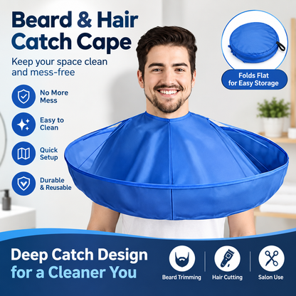 UMBRELLA HAIR CUTTING CAPE | Large Hair Catcher with Memory Steel Ring for Cleaner Home Grooming