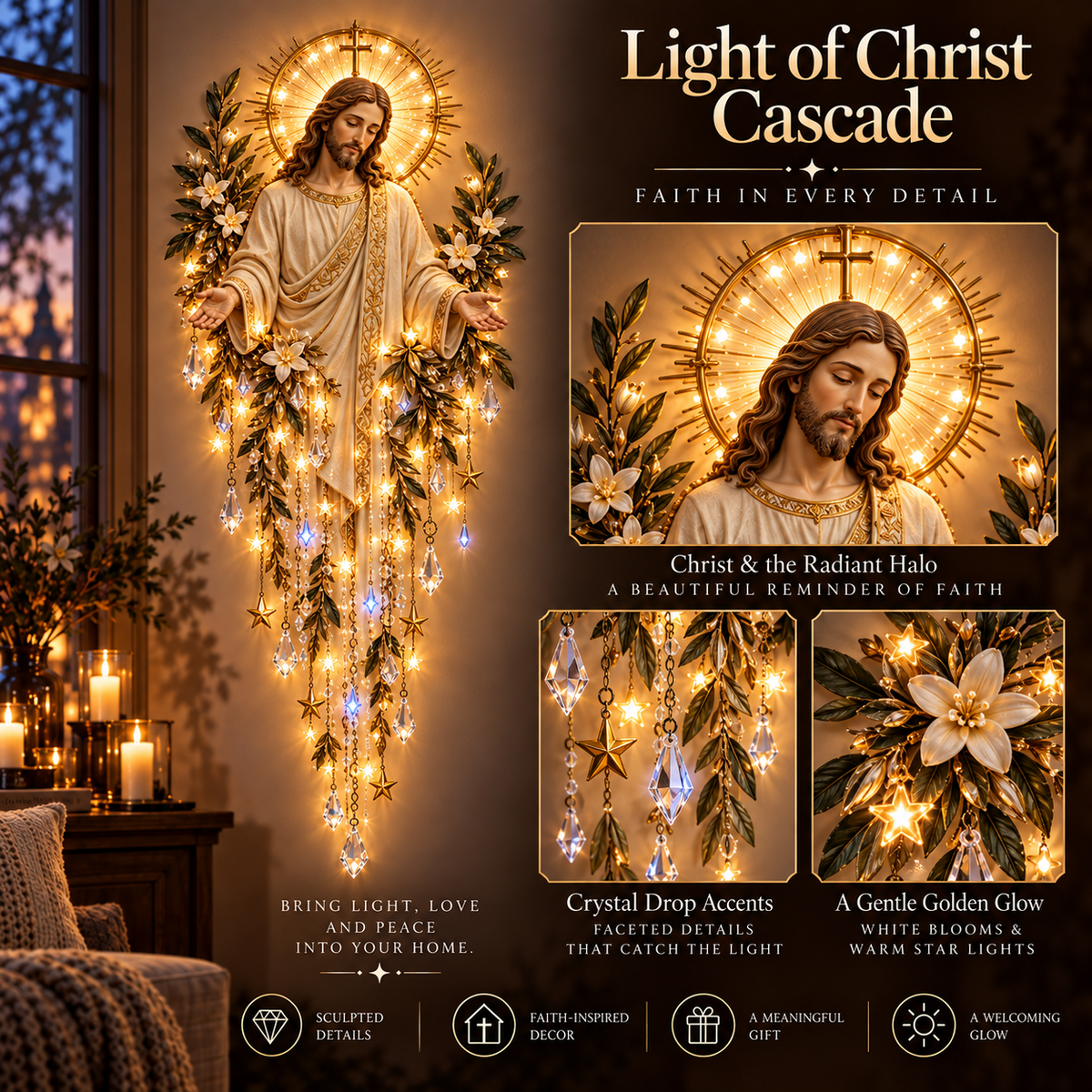 Sacred Glow Jesus, Angel & Nativity Lighted Wall D cor