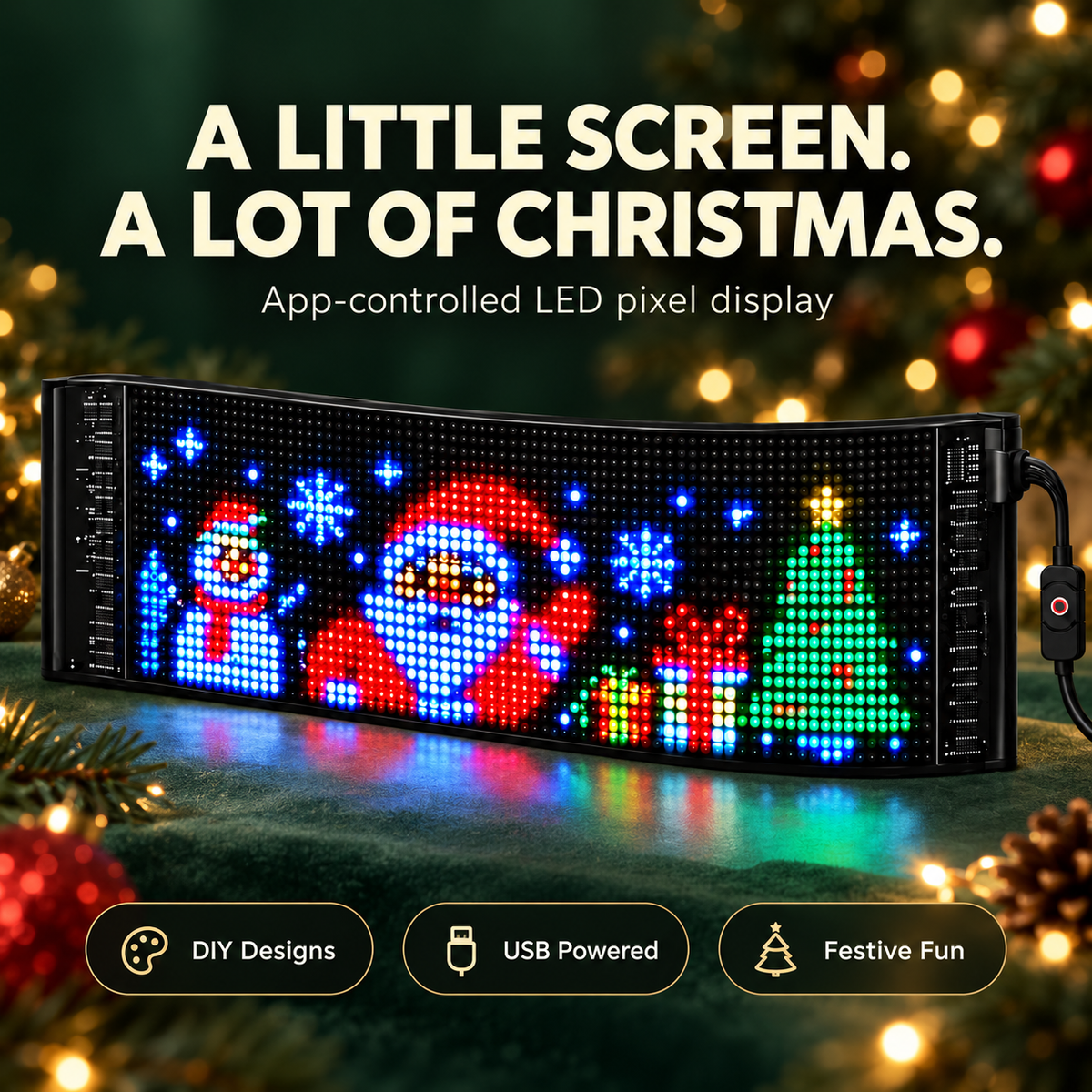 DIY Christmas LED Pixel Display App-Controlled Custom Messages & Animations