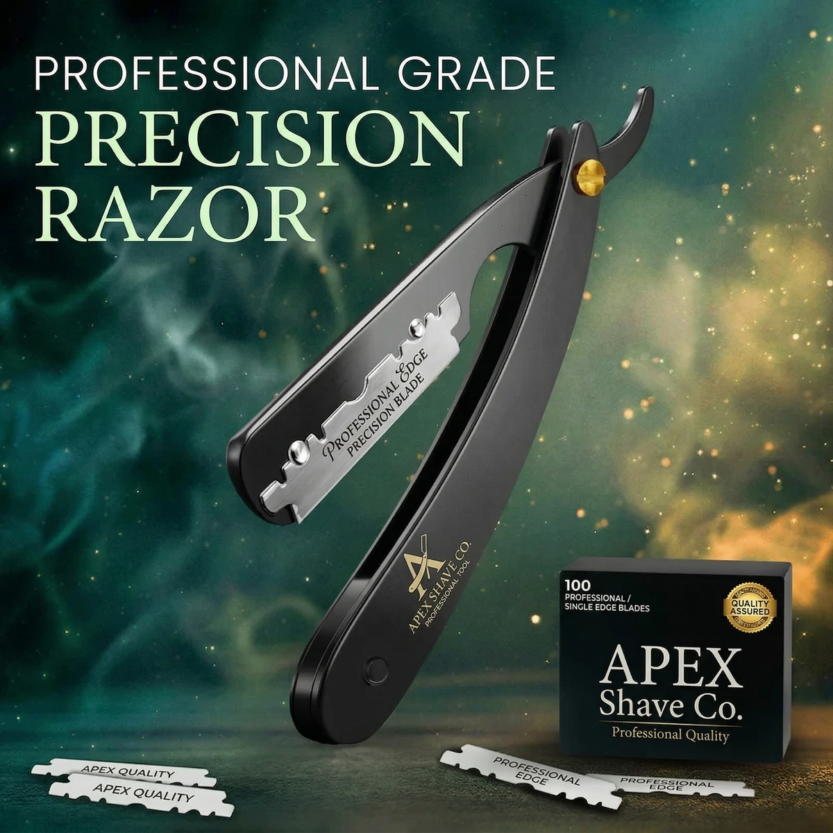 Men's Professional Straight Razor Barber Kit - 100 Blades