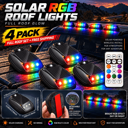 Solar RGB Roof Lights with Wireless Remote, Waterproof Design & Easy Install