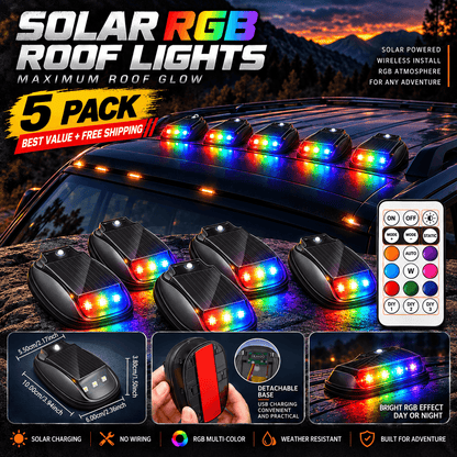 Solar RGB Roof Lights with Wireless Remote, Waterproof Design & Easy Install