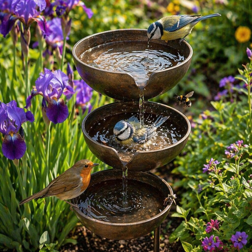 Cascading Rain Catcher Birdbath