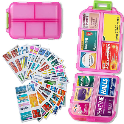 Mother's Day Travel Pill Organizer Box (161 Labels for Customization)