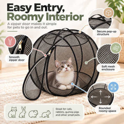 Portable Pet Playpen for Cats, Rabbits & Small Pets | Breathable Mesh