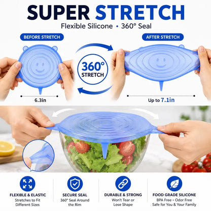 6 Pack Silicone Stretch Lids